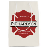 Personalisiertes Rotes Logo-Symbol für den Feuerwe Mittlere Geschenktüte (Vorderseite)