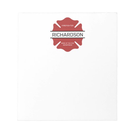 Personalisiertes Rotes Logo-Symbol für den Feuerwe Notizblock (Vorderseite)