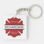 Personalisiertes Rotes Logo-Symbol für den Feuerwe Schlüsselanhänger (Rückseite)