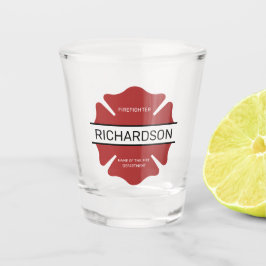Personalisiertes Rotes Logo-Symbol für den Feuerwe Schnapsglas