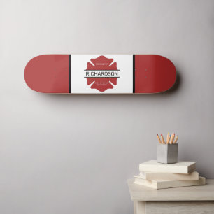 Personalisiertes Rotes Logo-Symbol für den Feuerwe Skateboard