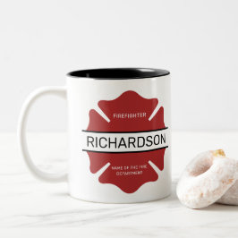 Personalisiertes Rotes Logo-Symbol für den Feuerwe Zweifarbige Tasse