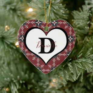 Personalisiertes rotes Medaillon Keramik Ornament