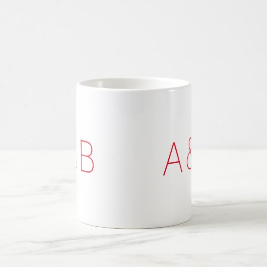 Personalisiertes rotes Pärchen-Monogramm Kaffeetasse (Mittel)