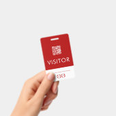 Personalisiertes rotes QR-Code-Besucherabzeichen m Ausweis (Handheld)