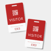 Personalisiertes rotes QR-Code-Besucherabzeichen m Ausweis (Vorder- & Rückseite)