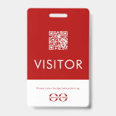 Personalisiertes rotes QR-Code-Besucherabzeichen m Ausweis (Rückseite)