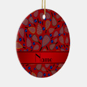 Personalisiertes rotes Racquetballnamensmuster Keramikornament (Rechts)