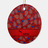 Personalisiertes rotes Racquetballnamensmuster Keramikornament (Links)