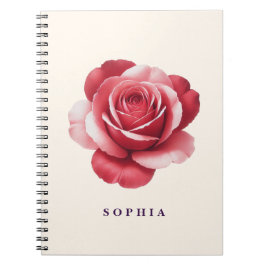 Personalisiertes rotes Rosen-Notizbuch Elegantes F Notizblock