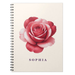 Personalisiertes rotes Rosen-Notizbuch Elegantes F Notizblock