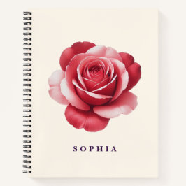 Personalisiertes rotes Rosen-Notizbuch Elegantes F Notizblock