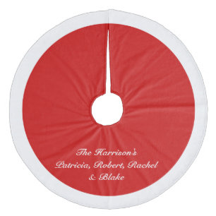 Personalisiertes ~ rotes Sankt-Pelz-Weihnachten Fleece Weihnachtsbaumdecke