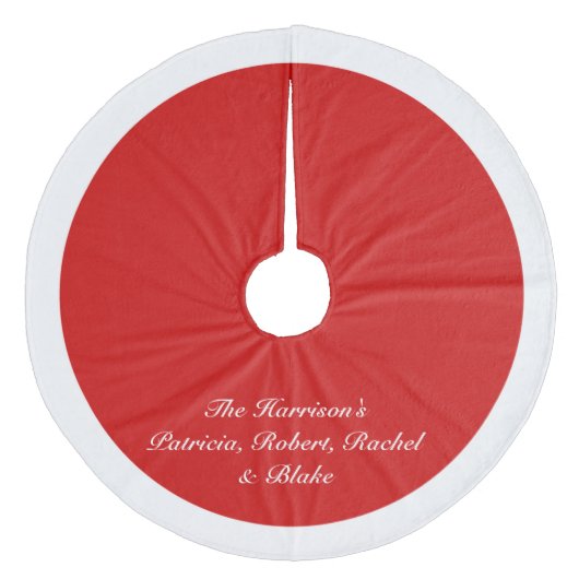 Personalisiertes ~ rotes Sankt-Pelz-Weihnachten Fleece Weihnachtsbaumdecke (Vorderseite)