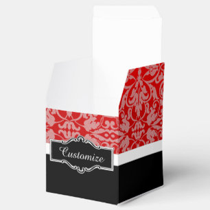 Personalisiertes Rotes Schwarz/Weiß Damask Gefälli Geschenkschachtel