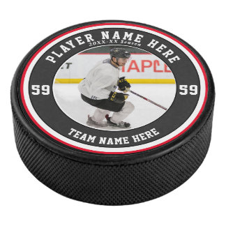 Personalisiertes Rotes Schwarz-weiß | Team Ice Eishockey Puck