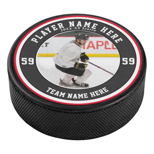 Personalisiertes Rotes Schwarz-weiß | Team Ice Eishockey Puck (3/4)