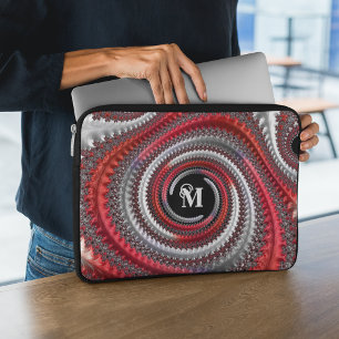 Personalisiertes Rotes Schwarzes Gradient Spiral F Laptopschutzhülle