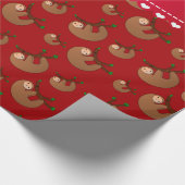 Personalisiertes rotes Slothnamensmuster Geschenkpapier (Ecke)