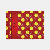 Personalisiertes rotes Softballnamensmuster Fleecedecke (Vorderseite (Horizontal))