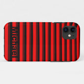 Personalisiertes rotes Streifenmuster Case-Mate iPhone Hülle (Rückseite (Horizontal))