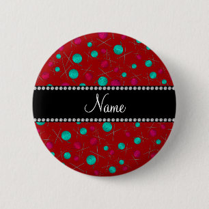Personalisiertes rotes strickendes Namensmuster Button