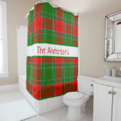 Personalisiertes Rotes und grünes Tartan Kariert Duschvorhang (Beispiel)