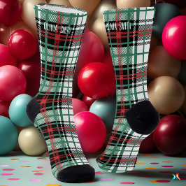 Personalisiertes Rotes und grünes Tartan, Karierte Socken