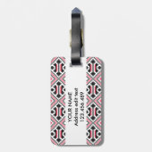 Personalisiertes rotes und schwarzes Kreuzstich-Mu Gepäckanhänger (Rückseite vertikal)