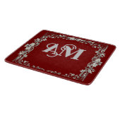 Personalisiertes rotes und silbernes monogrammiert schneidebrett (Ecke)
