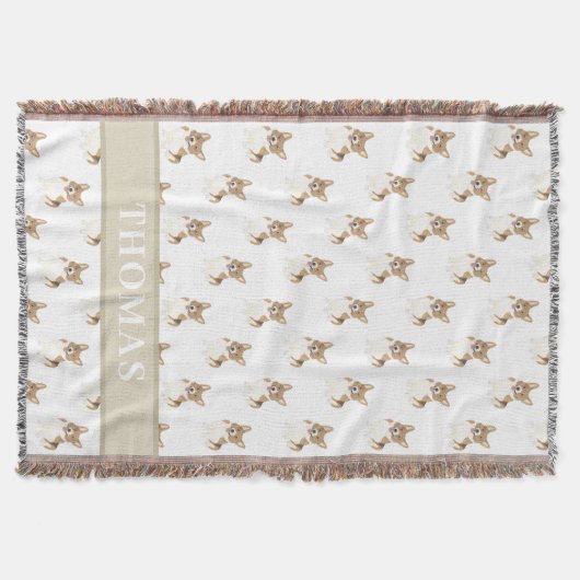 Personalisiertes Rotes und Weißes Corgi Decke (Vorderseite)