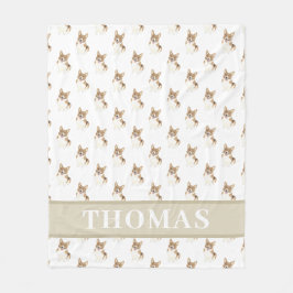 Personalisiertes Rotes und Weißes Corgi Fleecedecke