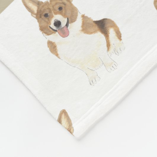 Personalisiertes Rotes und Weißes Corgi Fleecedecke (Ecke)