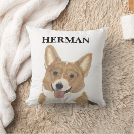 Personalisiertes Rotes und Weißes Corgi Reversible Kissen