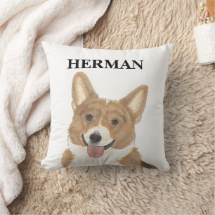 Personalisiertes Rotes und Weißes Corgi Reversible Kissen