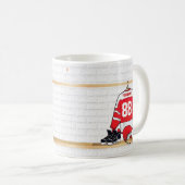 Personalisiertes rotes und weißes Eis-Hockey Kaffeetasse (VorderseiteRechts)