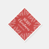 Personalisiertes Rotes und Weißes Foliage Frohe We Serviette (Ecke)