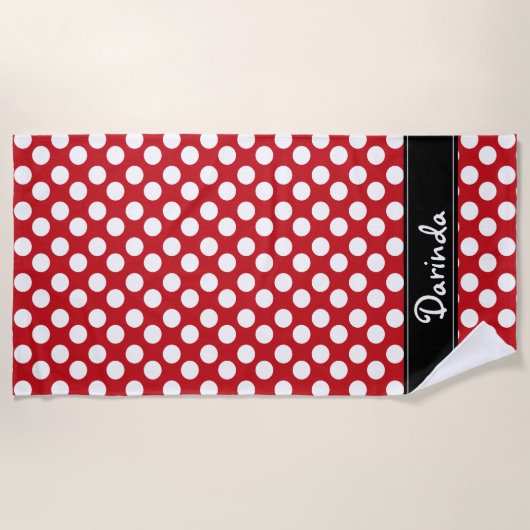 Personalisiertes rotes und weißes strandtuch (Vorderseite)