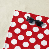 Personalisiertes rotes und weißes strandtuch (Beispiel)