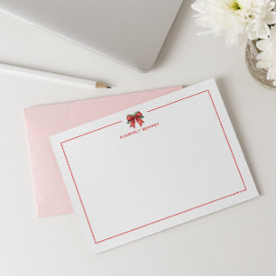 PERSONALISIERTES ROTES WEIHNACHTS-SCHLEIFEN-COQUET MITTEILUNGSKARTE