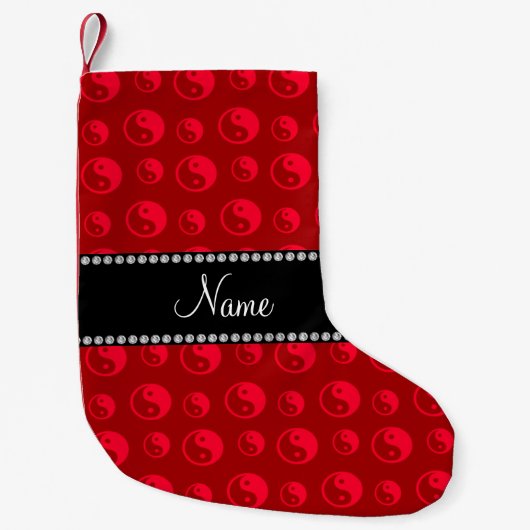 Personalisiertes rotes Yang-Muster Kleiner Weihnachtsstrumpf (Vorderseite)