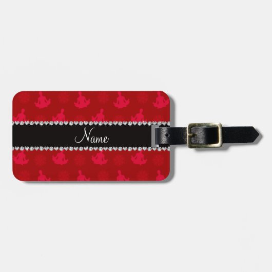 Personalisiertes rotes Yoganamensmuster Gepäckanhänger (Vorderseite horizontal)