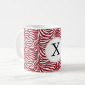 Personalisiertes rotes Zebra-Streifen-Muster Kaffeetasse (Vorderseite Links)
