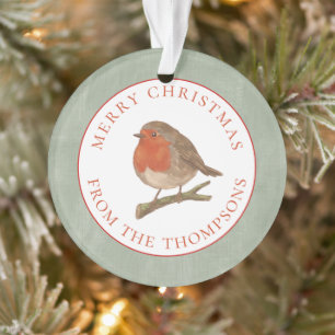 Personalisiertes Rotkehlchen Frohe Weihnachten Ornament