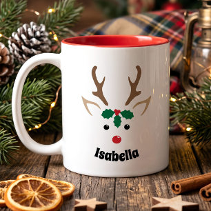Personalisiertes Rotnasen-Rentier - Weihnachten Kaffeetasse