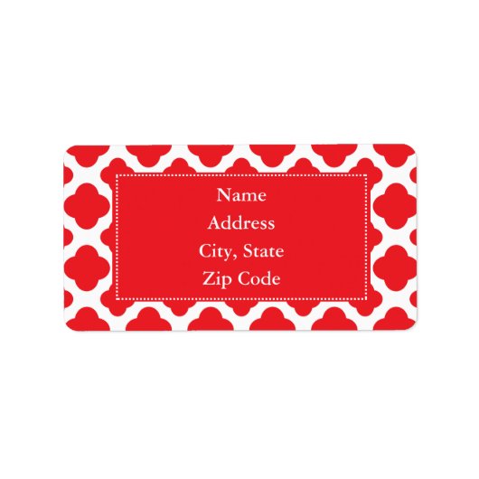 Personalisiertes Rotquatrefolienmuster Adressaufkleber (Vorne)