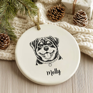 Personalisiertes Rottweiler-Hunde-Weihnachten Keramik Ornament