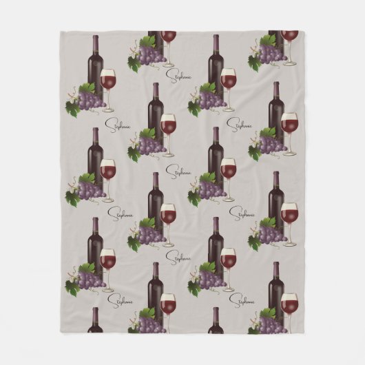 Personalisiertes Rotwein-Muster Fleecedecke (Vorderseite)
