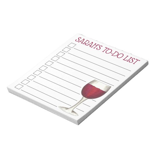 Personalisiertes Rotweinglas Notizblock (Rotiert)