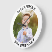 Personalisiertes Round Family Birthday Foto Große Wanduhr (Winkel)